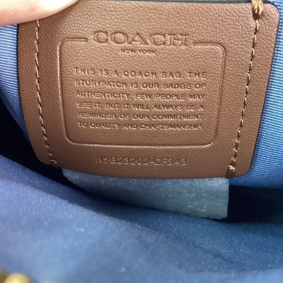 COACH MADI BLUE SMALL MONOGRAM CROSSBODY GOLD NWT - Picture 12 of 15